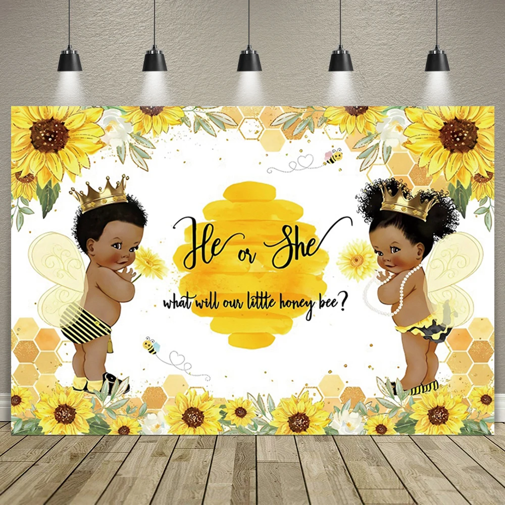 

Honey Bee Theme Party Backdrop Banner for Baby 1st Birthday Sunflower Sweet Newborn Baby Shower Gender Reveal Photo Background