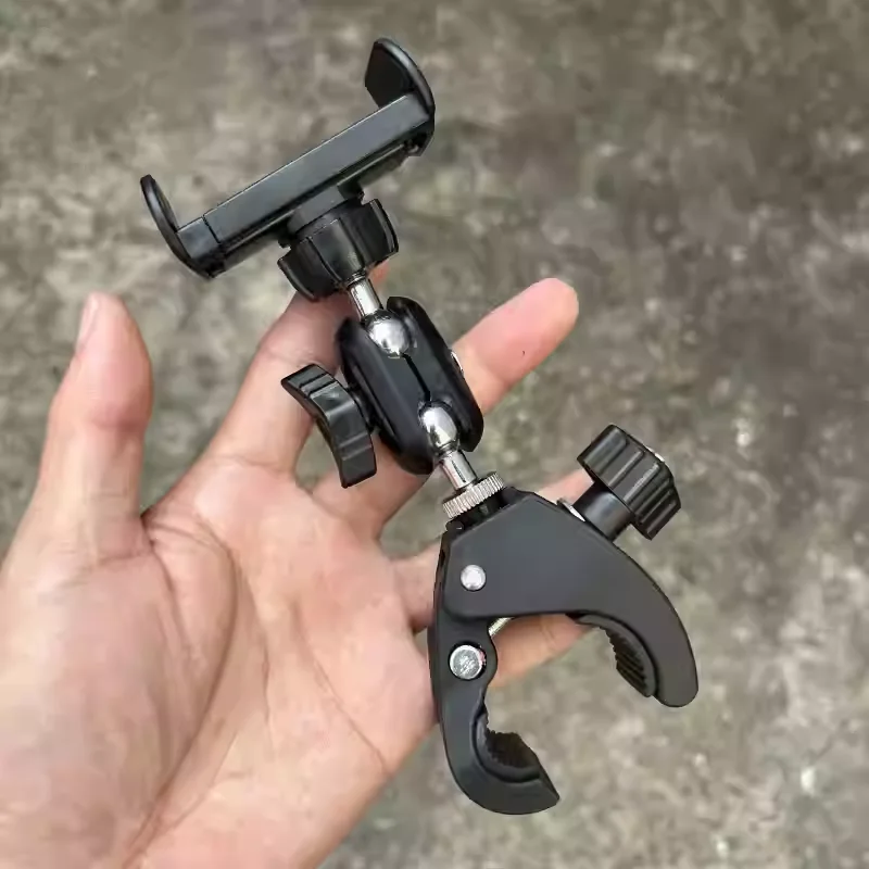 

Large size Clip Shockproof Phone Mount 360-Degree Rotating Bicycle Phone Holder for Excavator Steering Wheel and Vehicle