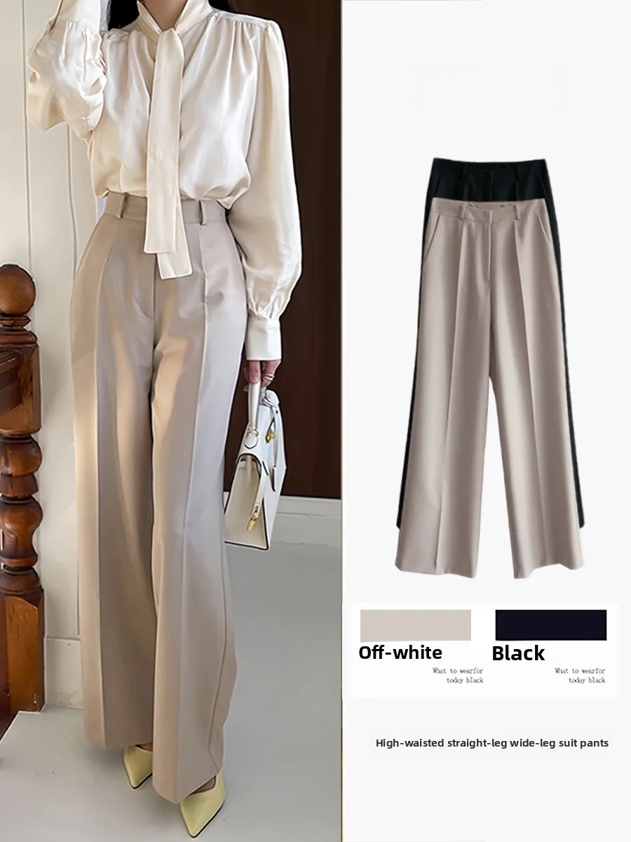 

Широкие брюки цвета хаки, женские брюки прямого кроя с высокой талией, повседневные брюки в деловом стиле, утягивающие длинные брюки, летние новинки