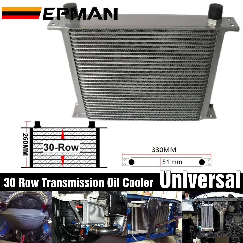 Epman Universal 30 Row AN10 Aluminum Engine Transmission Oil Cooler Silver  Excellent for Modified Car Vehicles EP-OC000030-AN10