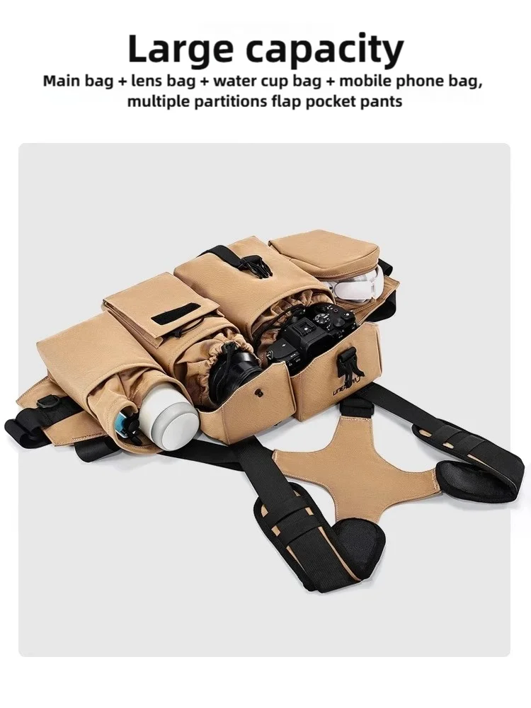 Photography All-Weather Waist Bag Photographer Sling Bag Tactical Belt Pack with Multiple Storage for Nikon ZF,Sony,Fuji,Canon