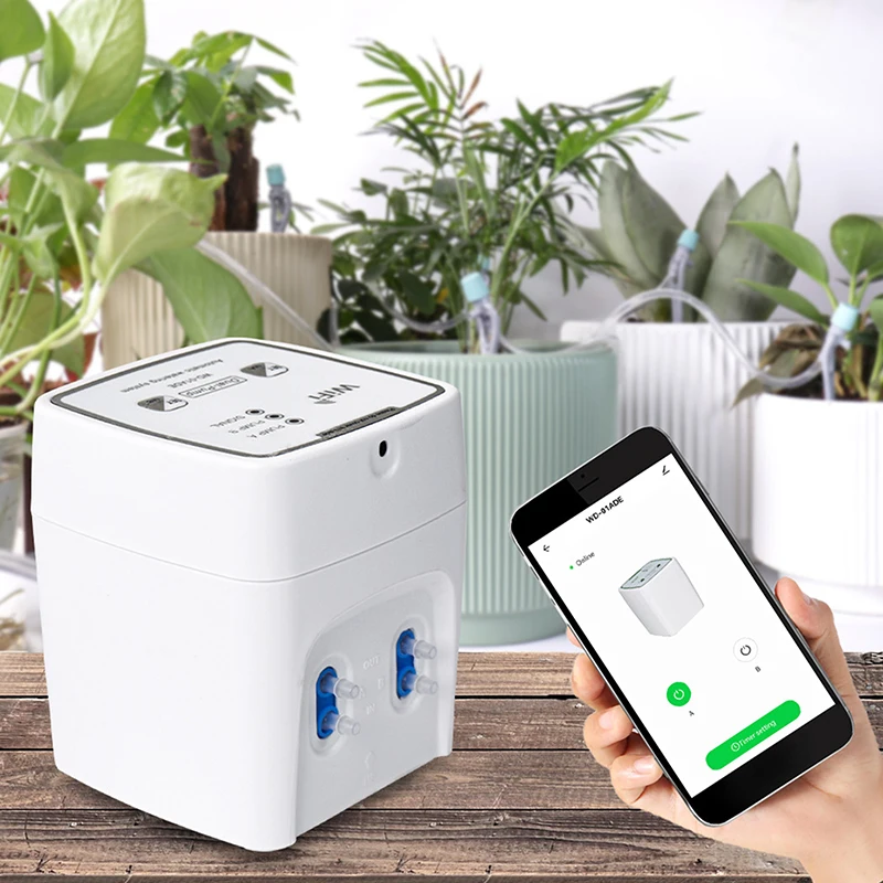 WIFI 지능형 급수 장치 더블 펌프 시간 지정 자동 물방울 관개 시스템 정원 식물 꽃용 원격 APPController