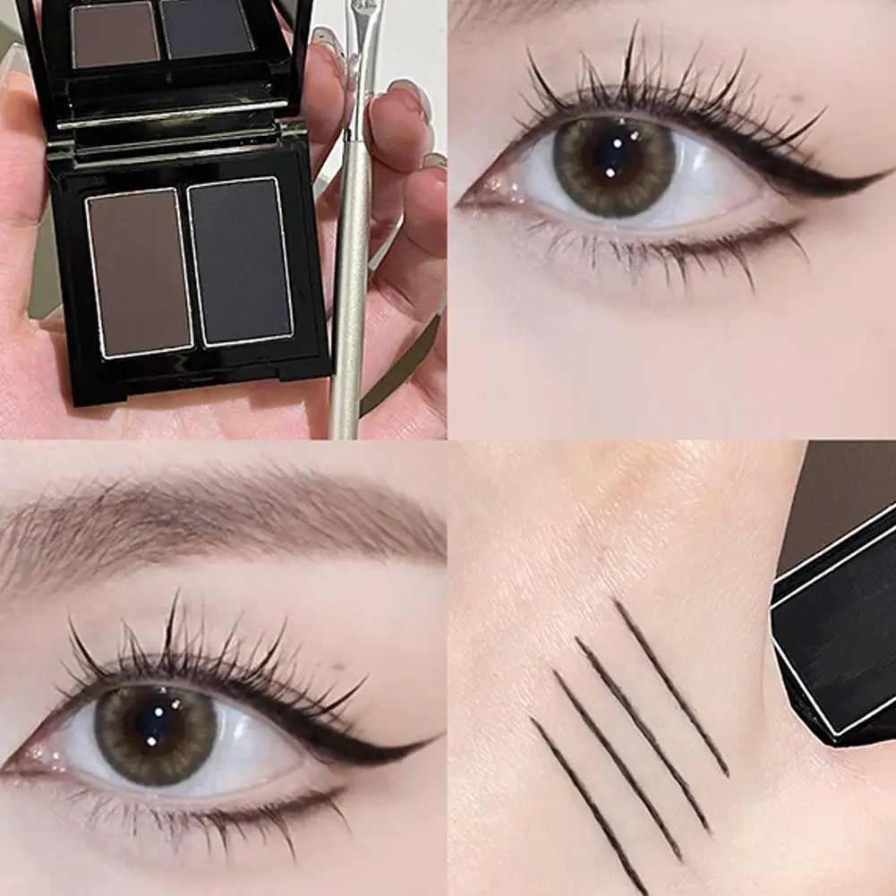 Gellas Bicolor Eyeliner Matte Waterproof Eyeliner Palette Schaduw Poeder Oog Zwart Bruin Make-up Sneldrogende Cosmetica Glad Q3T4