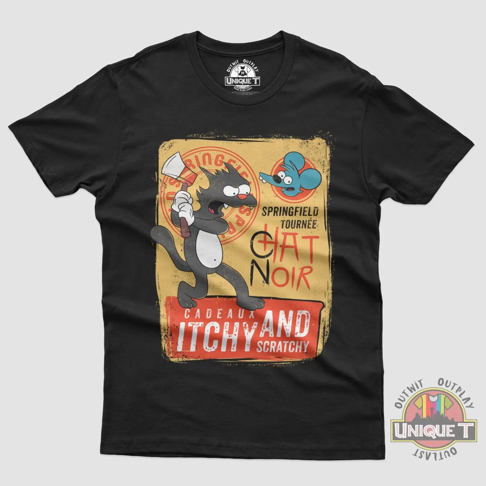 Itchy and Scratchy funny T shirt cartoon The Simp..sons Funny HQ 100% Cotton Tee long or short sleeves