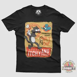 Itchy and Scratchy funny T shirt cartoon The Simp..sons Funny HQ 100% Cotton Tee long or short sleeves