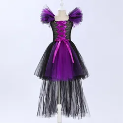 Halloween Girls Witch Dress Cosplay Costume Tulle Tutu Dress Kids Dress Up Carnival Party Princess Dresses Witch Hat Vestidos