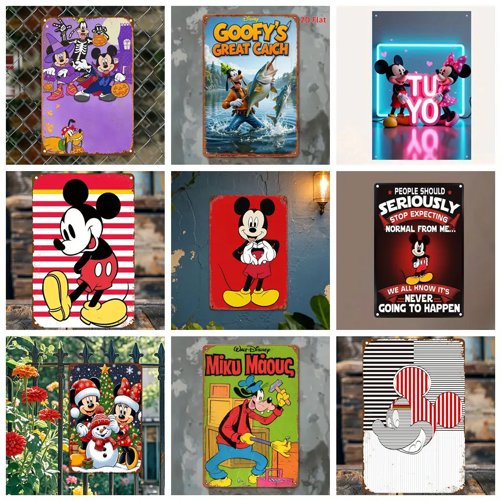 

Miniso Mickey Happy Time Appreciation Vintage Metal Tin Signs Posters Decor Retro Metal Plaque Wall Art Decor for Garage Bar