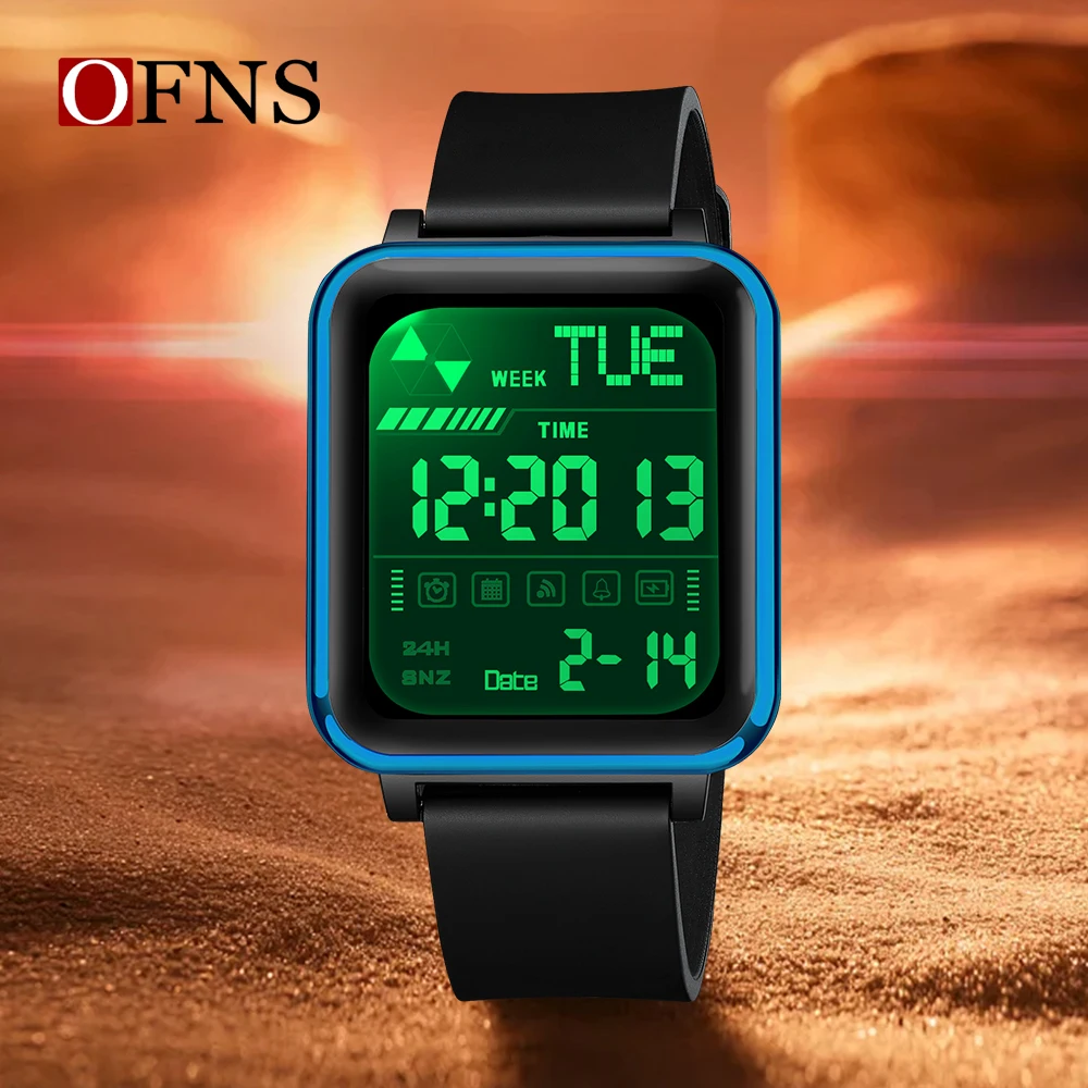 OFNS New Style Design Electronic Men's Teenagers Sport Wristwatch High Quality Waterproof Stopwatch Multifunction Student Watch