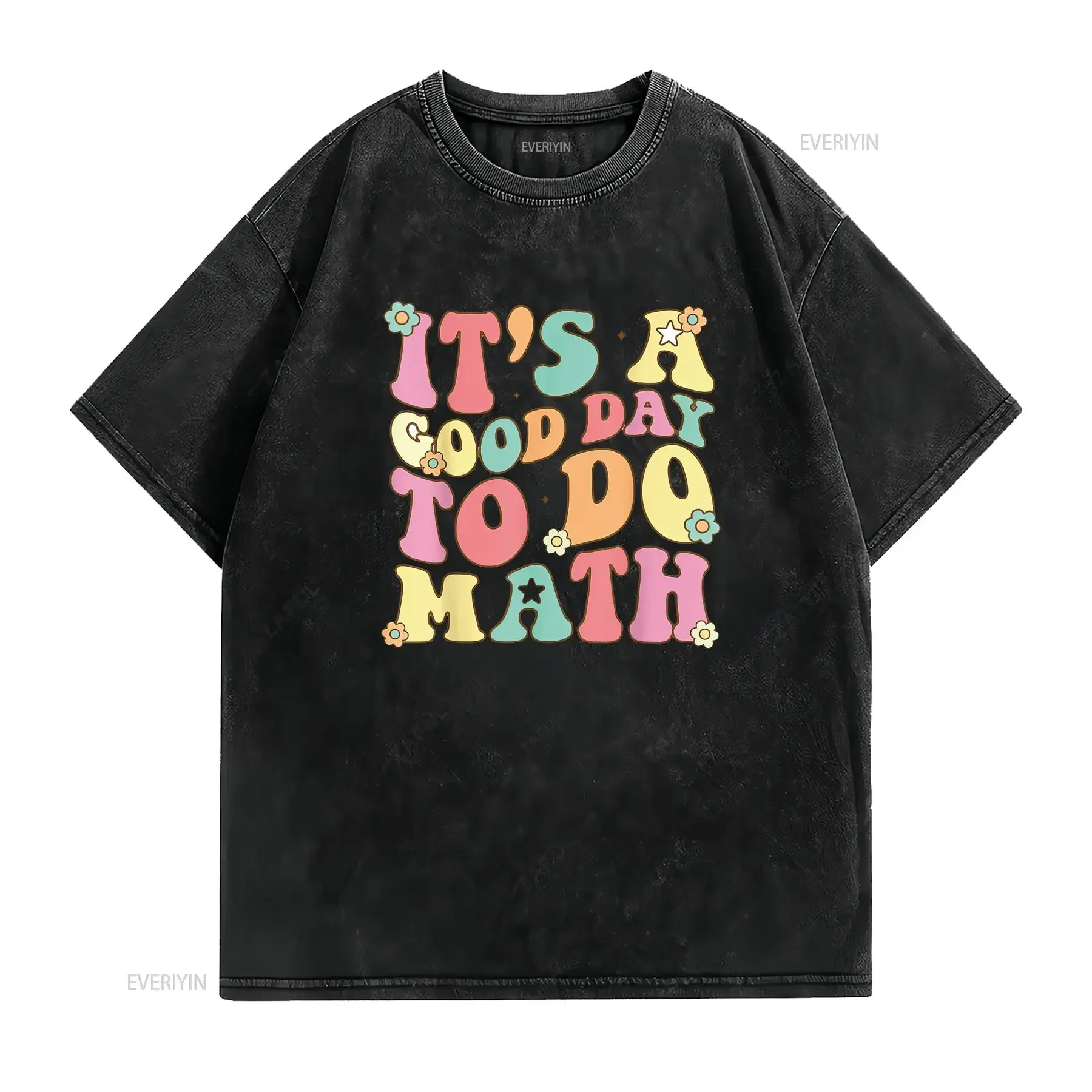 إنه يوم جيد للقيام معلمي الرياضيات تي شيرت نسائي مضحك عتيق مغسول مريح للتنفس ممتد غير رسمي أنيق أوم