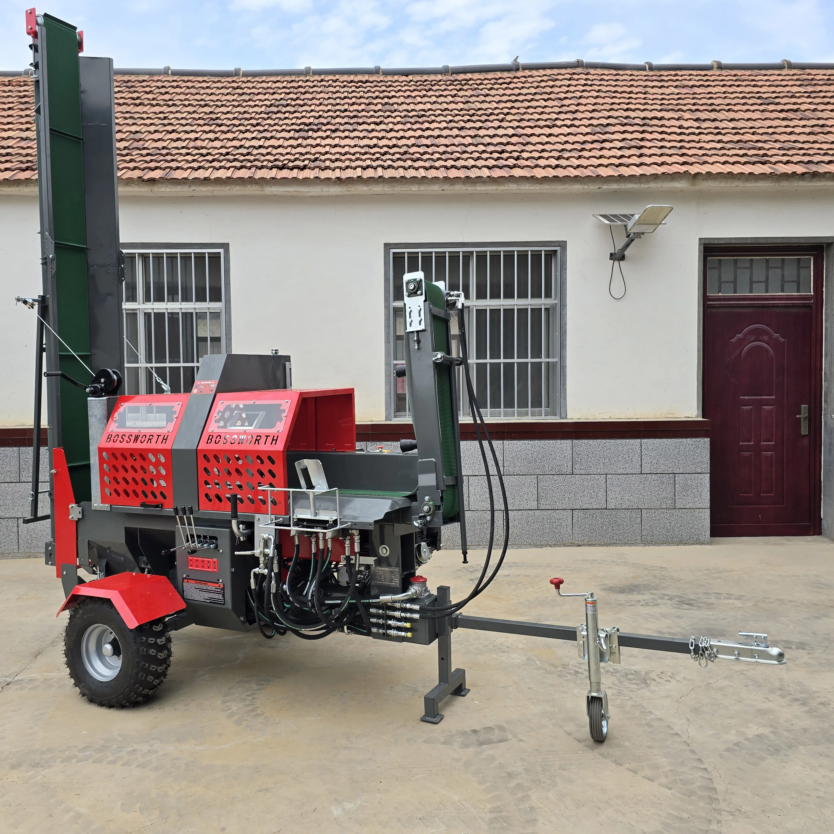 Customized 20 Ton Automatic Forestry Machine Petrol Engine Log Splitter Wood Processor