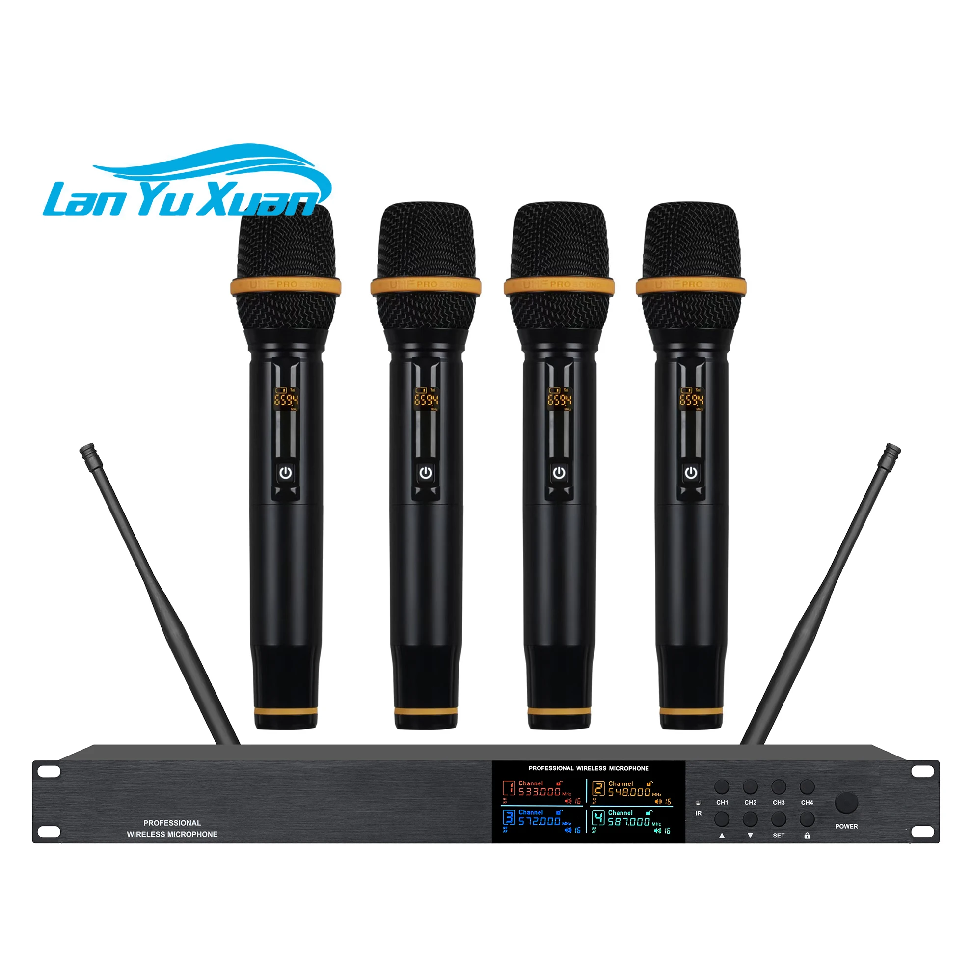 

Wireless Professional Noise Cancelling Lightweight Portable Condenser Handheld 4-Channel UHF Microphone