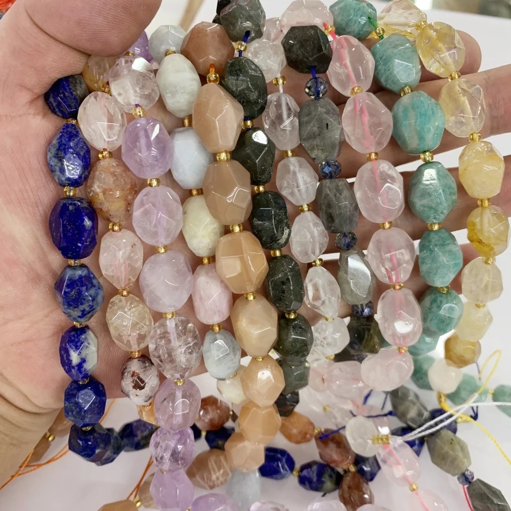 

Natural Stones Manual Cut Faceted Semi-precious Stones Crystal IRREGULAR Loose Beads for Jewelry Making DIY Bracelet Necklace