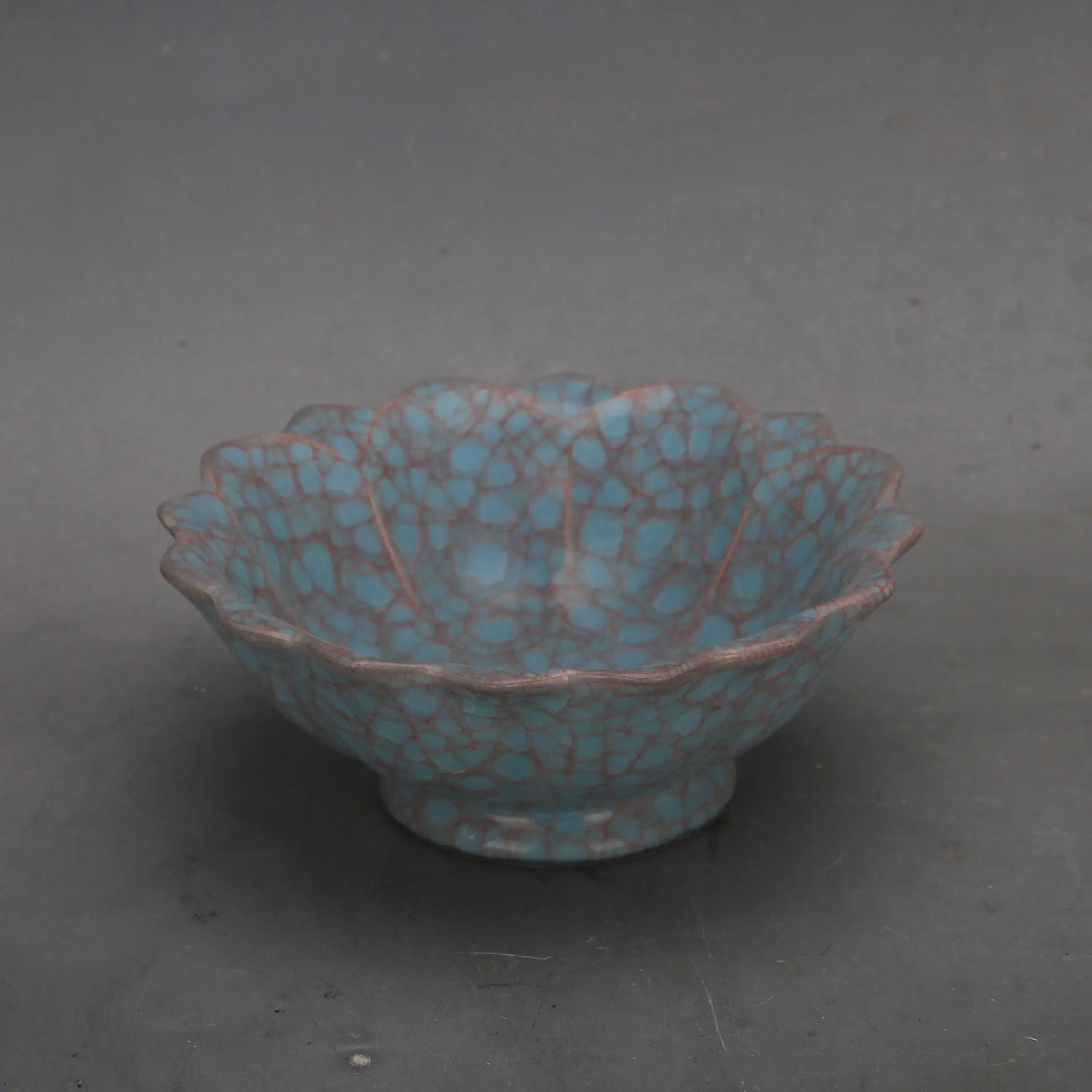 Song Dynasty Guan Ware Style Celadon Ice Crackle Lotus Bowl Handmade Reproduction Porcelain Home Decor