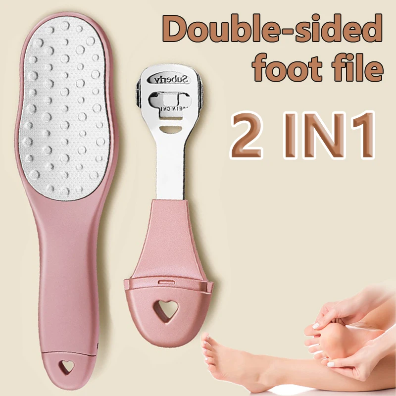 2 In 1 Files Double Sided Foot File Callus Remover for Feet Wooden Pedicure Grater to Smooth Hard Coarse Dry Tough Skin