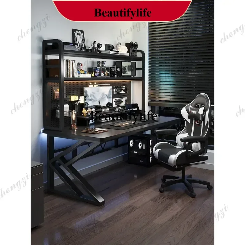 Desktop home e-sports table bookshelf integrated bedroom study table hole board desk P182