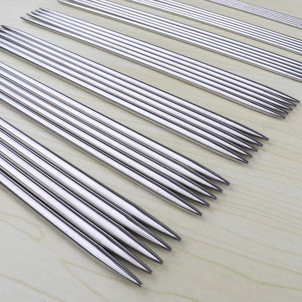 5pcs/set 20cm Straight Knitting Stainless Steel Needles Kit 2.0mm-4.0mm Double Ended Stainless Steel Needles Beginner Knitting