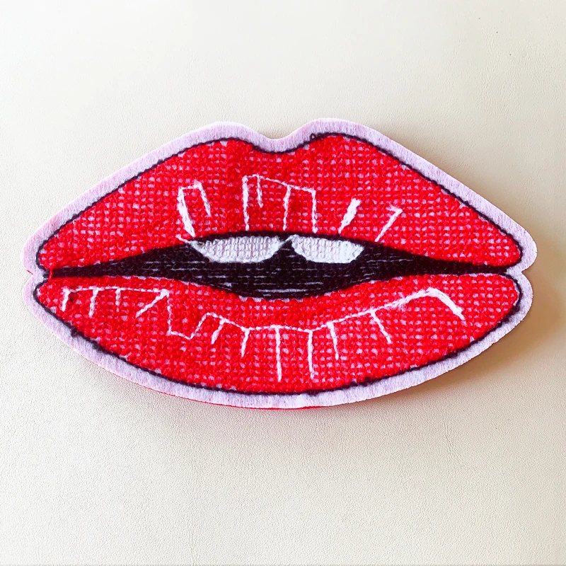 Red Mouth Polyester Patch for DIY Lip Embroidery, 2PCs