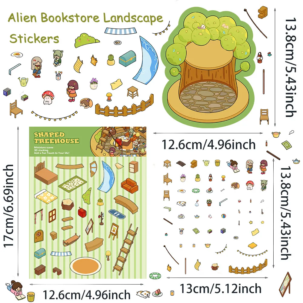 Plus Size tow-story Cabin Scene DIY Sticker Highly Playable Sticker Stacking Pasting Festival Birthday Gift for