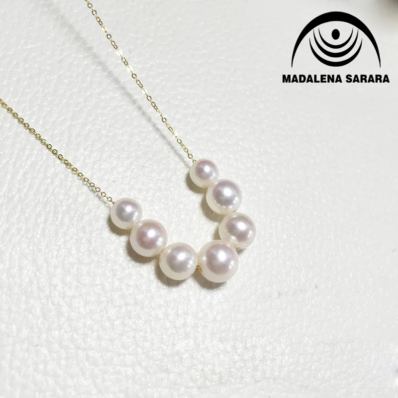 

MADALENA SARARA 8-10mm AAA Freshwater Pearl Women Jewelry Set Pearl Earrings S925 Chain Necklace Fine Luster Perfectly Round