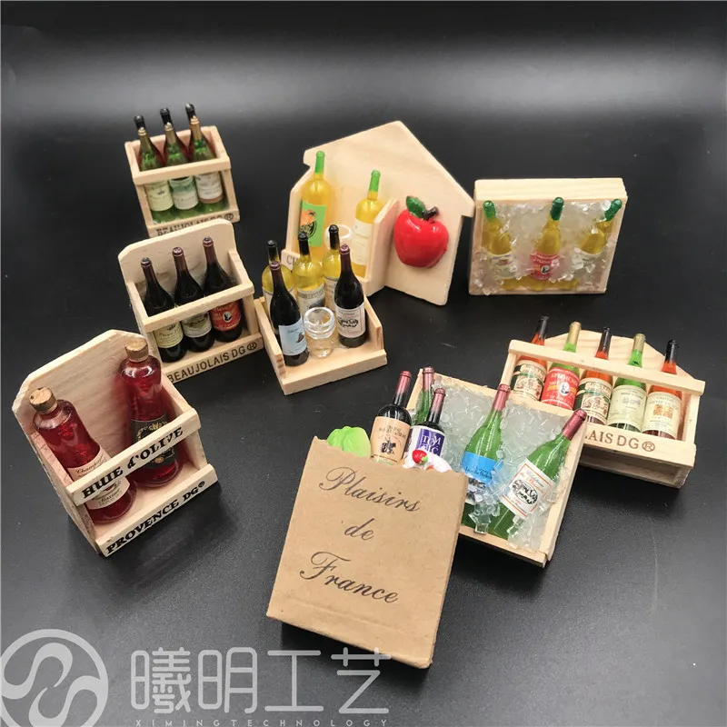 Simulation Wine Ornament Refrigerator Magnets Wooden Material Cute Magnets for Fridge Home Decor Accessories Mini Display Props