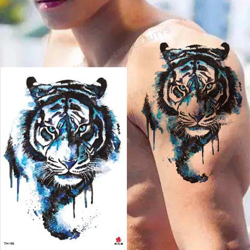 wholesale100 pieces waterproof temporary animal  tattoo stickers  Rose Flash wolf tiger body art sleeve sexy men women sleeves