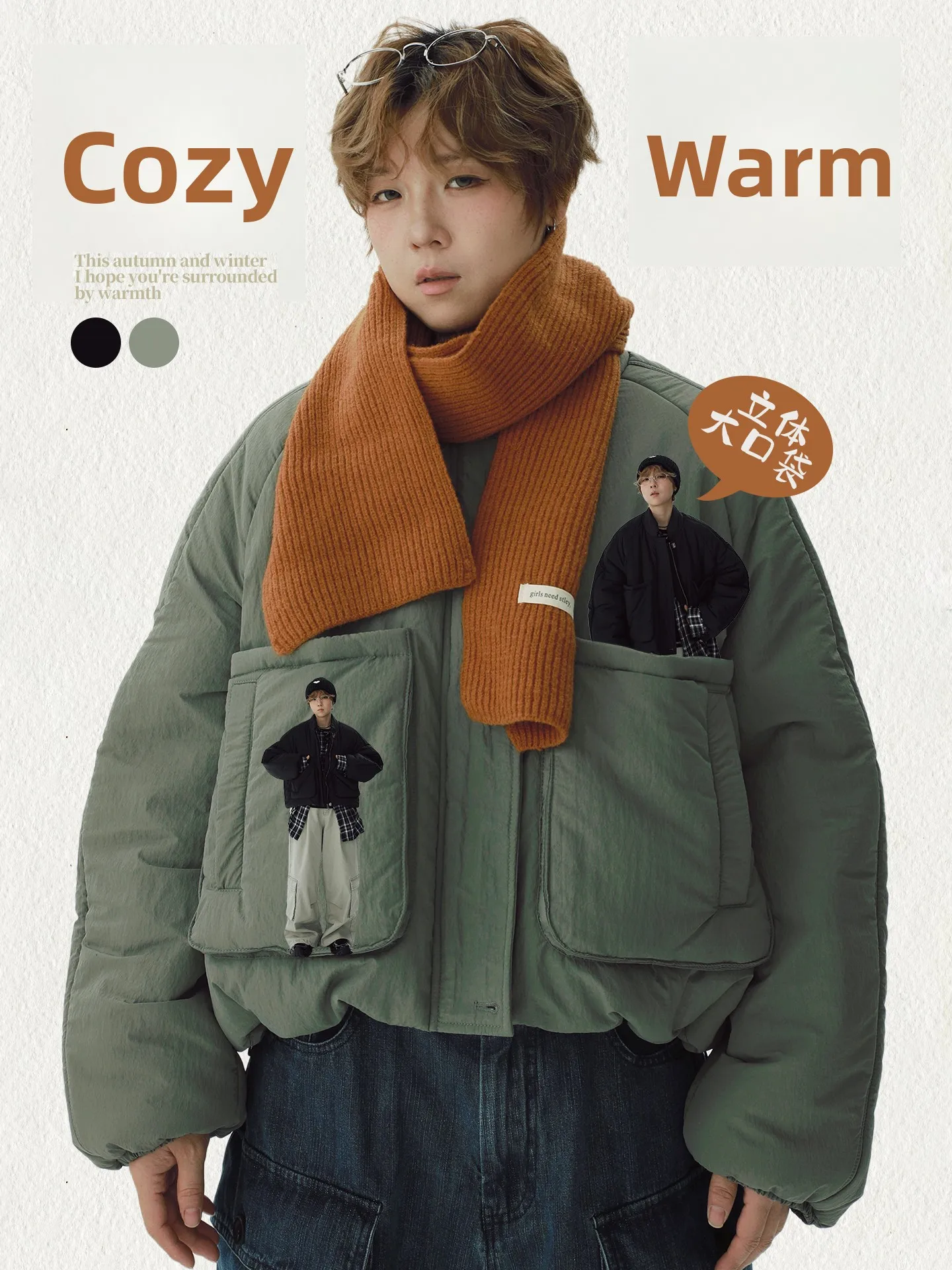 

STILLYOU Original Street Sle Thiened Cotton Jaet Женское свободное пальто с волнистыми подушечками и большими ...