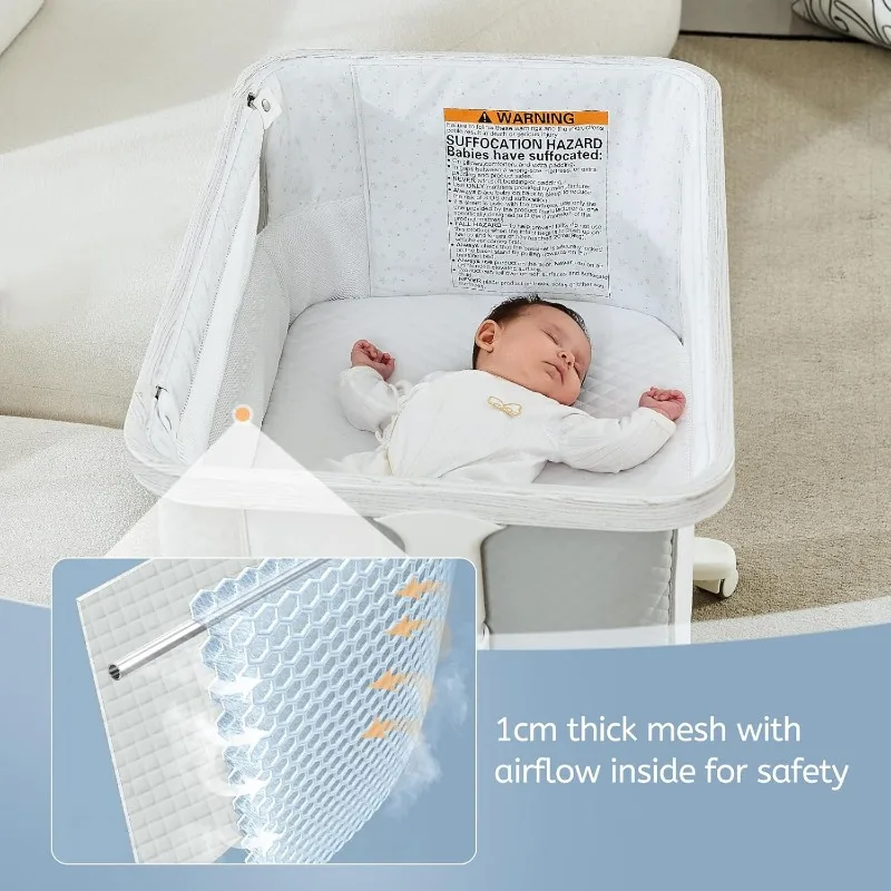 Rocking Bassinet for Baby Electric 3 Motion Automatic Bedside Sleeper Auto Rolling Newborn Cradle Rocks Itself