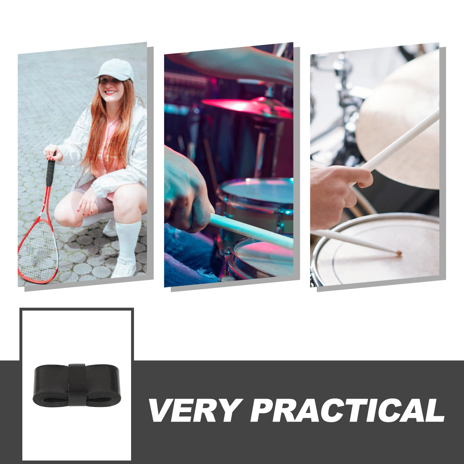 

6 Rolls Drumstick Grip Tape Anti-Slip Wrap For Drum Sticks Handles Tennis Rackets Replacement Stick Tape Grips Comfortable Hold