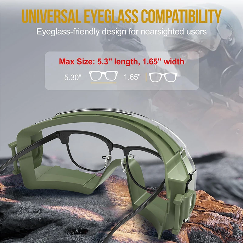 ONETIGRIS Tactical Goggles Over Glasses, Anti Fog Tactical Eyeglasses, Safety OTG Goggles Protection with Interchangeable Len