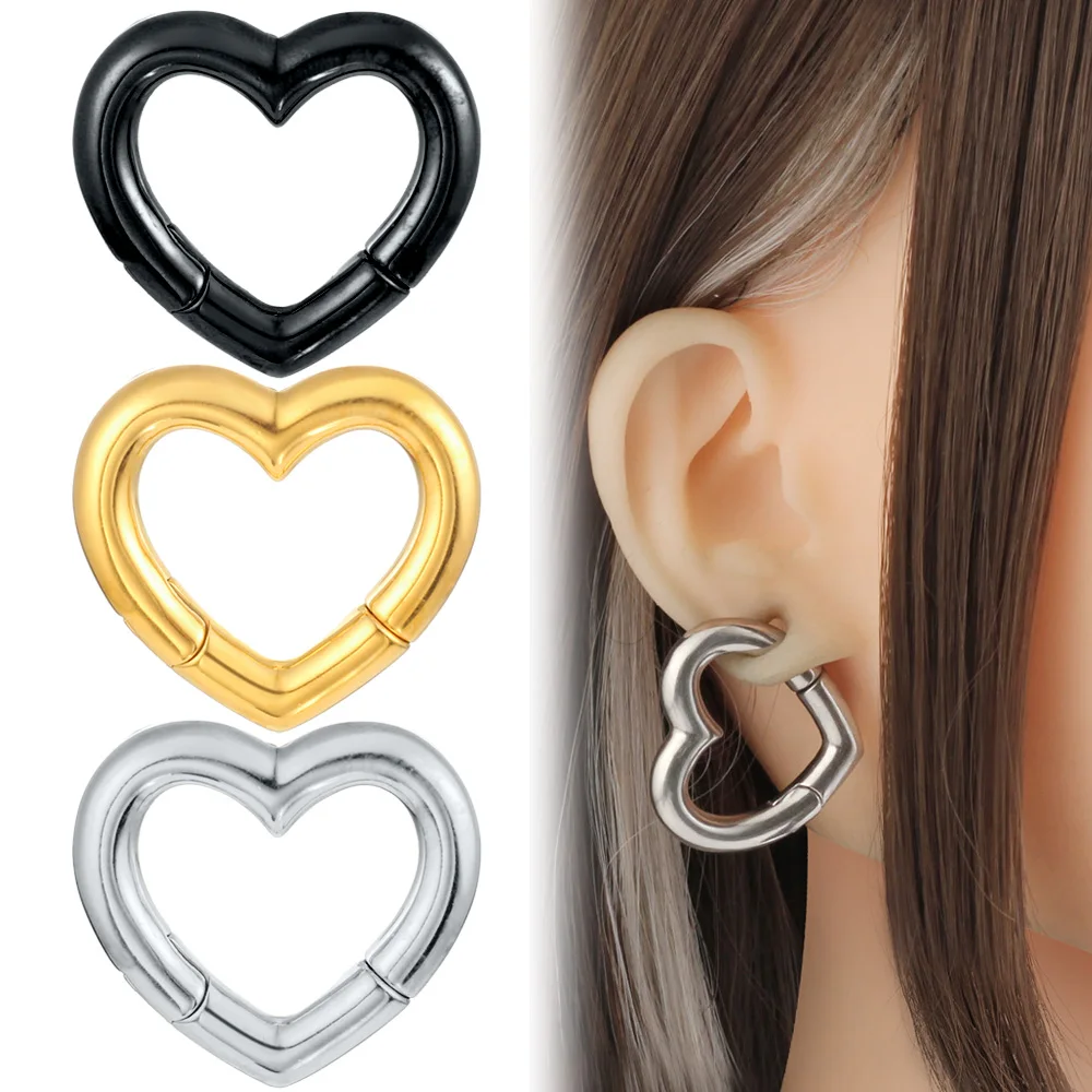 Giga 2PCS Stainless Steel 6mm 2g Heart Ear Weights Plugs Hangers For Stretched Earlobes Ear Gauges Fashion Piercing Body Jewelry