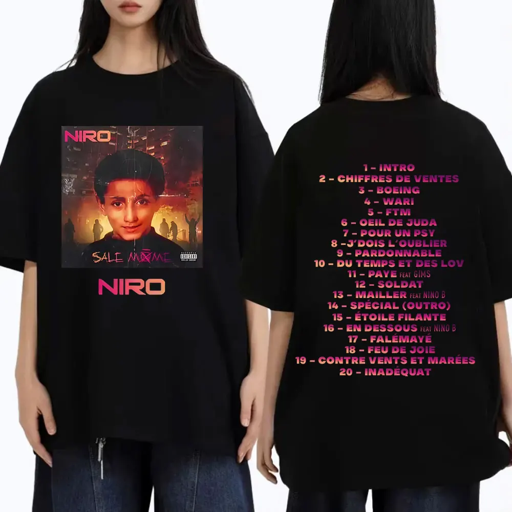 

Rapper Niro Sale Môme Album Graphic T-shirt Men Women Fashion Hip Hop Oversized T Shirts Male Vintage Casual Loose Tshirt Tops