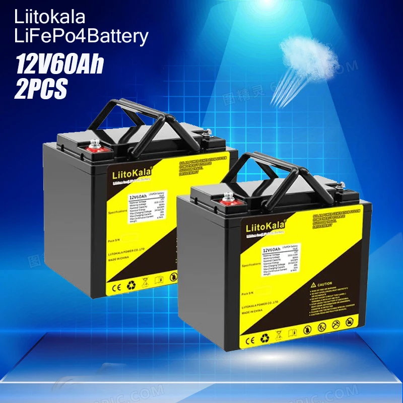 2pcs LiitoKala LiFePO4 Battery 12V/12.8V 60Ah 30Ah 40Ah 50Ah Campers Waterproof Golf Cart Battery Off-Road Off-grid Solar Energy