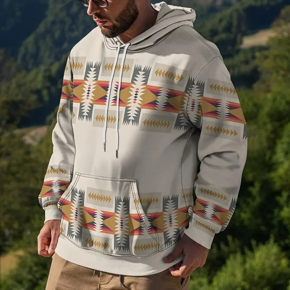 New Vintage Men's Sweater 3d Ethnic Totem Printed Long Sleeve Tops Fashion Loose Casual Sweatshirt Top Oversized Hoodies for Men