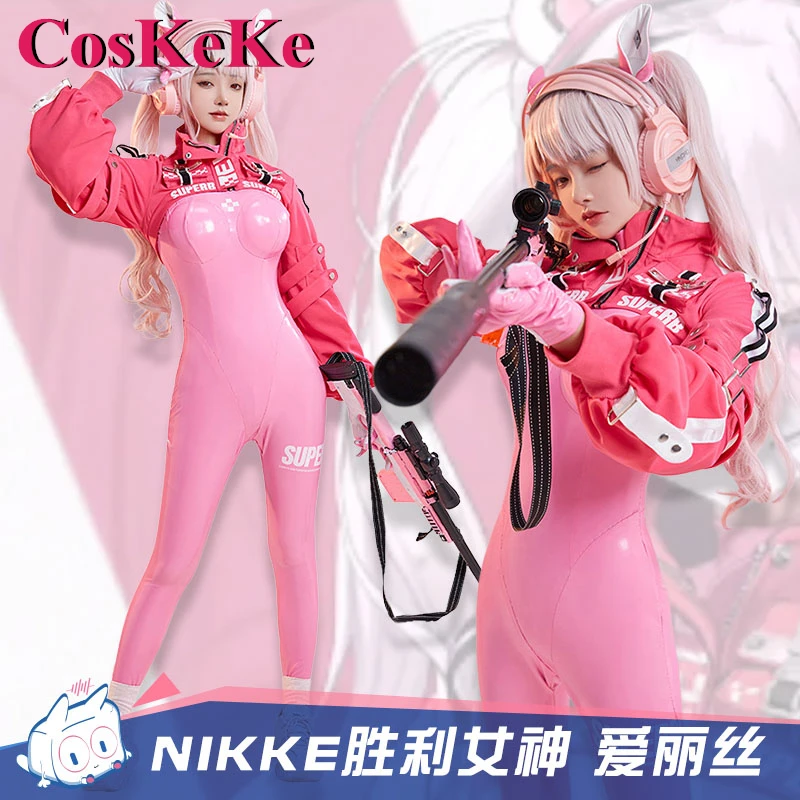 CosKeKe Alice Cosplay Anime Game NIKKE Costume Nifty Sweet Pink Combat Uniform Halloween Carnival Party Role Play Clothing XS-L