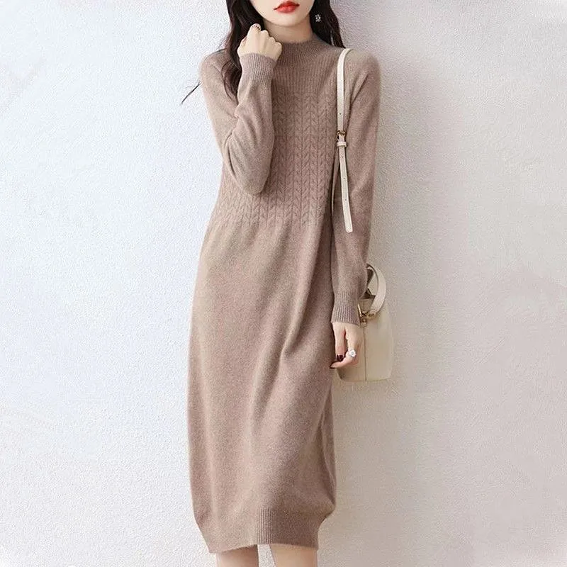 

Pulls Femmes Casual Long Sleeve Knitwear Woman Clothes Spring Autumn Woolen Sweater Dress Straight Knitwear Jumper Traf Pullover