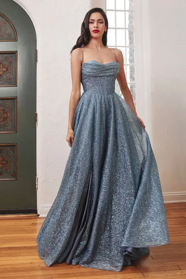 Glitter Powder Blue Champagne Tulle Plus Size Evening Dresses Plus Size Spaghetti Strap Glitter Evening Dresses 2024 فساتين الحف