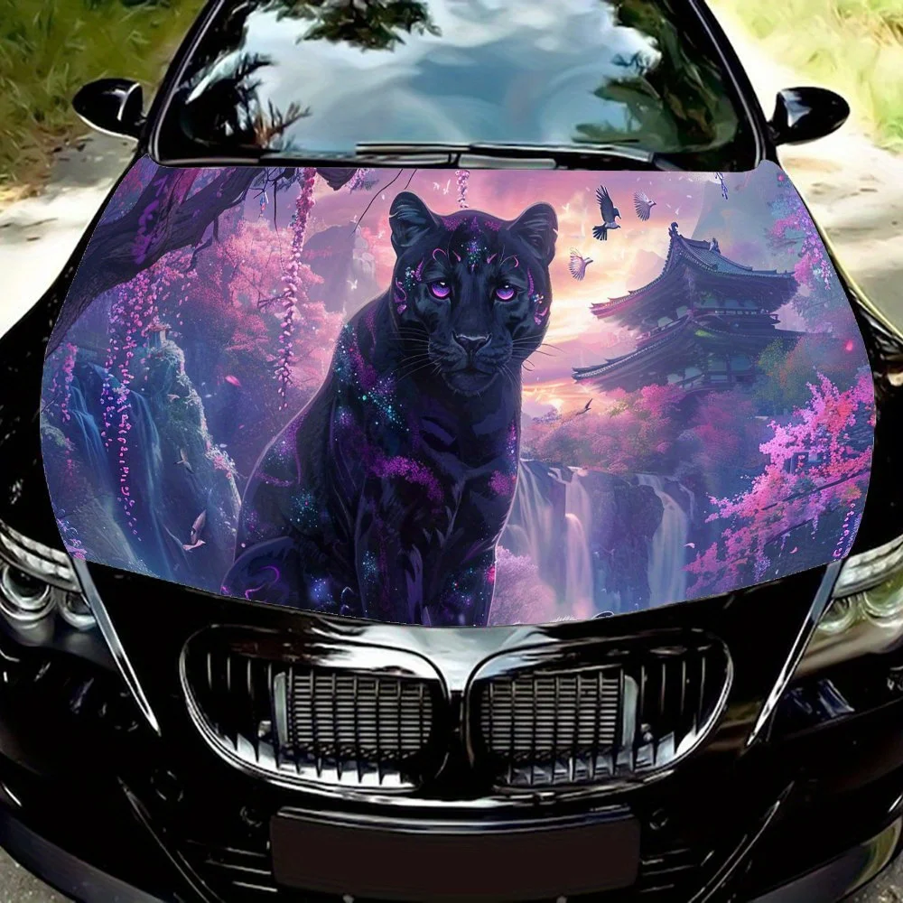 

Mysterious Panther in Woodland Car Vinyl Wrap, PVC Waterproof Car Hood Vinyl Wraps Sticker, Self-Adhesive Scratch-Resistant Stic