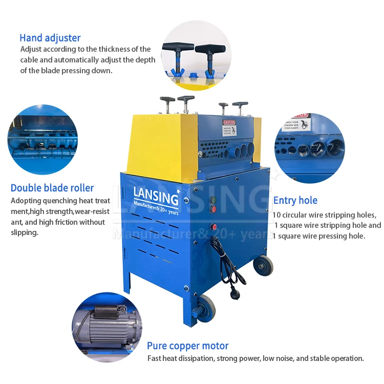 Automatic FC-60 Cable Skin Stripper Recycling Machine for Copper 1-60mm Diameter  High Efficiency Wire Stripping Machine