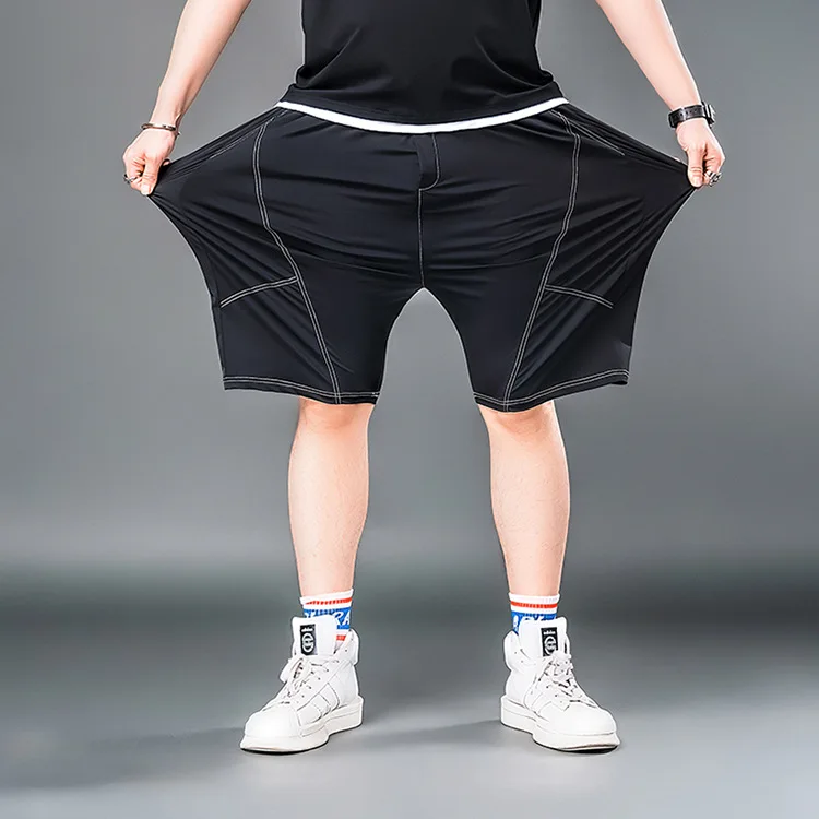 

Шорты мужские однотонные с поясом на резинке, модные повседневные бриджи, бриджи, черные, большие размеры, лето 7XL