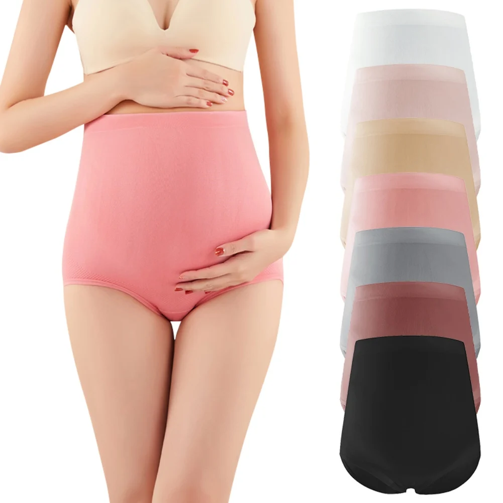 Seamless Middle And Late Pregnancy Skin Friendly Abdominal Support High Waist Solid Color Solid Color Breathable