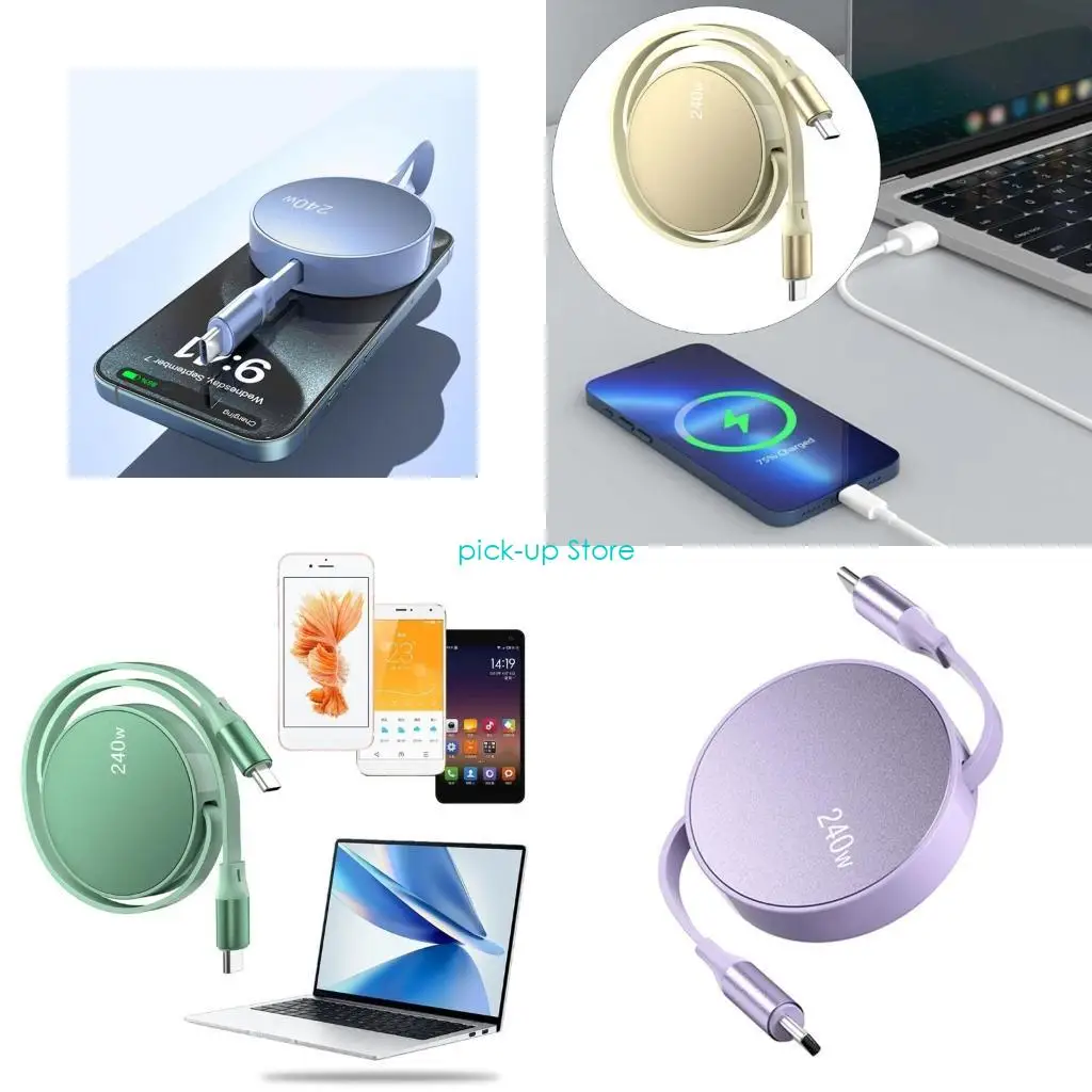 

Q5WA Retractable USB C Cable 240W Fast Charging for Phone Tablets Data Wire