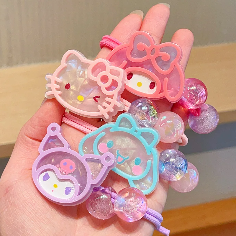 Sanrio Cinnamoroll Hello Kitty Kawaii Children's Hair Rope Kuromi My Melody Hair Ring Accessories Girl's Birthday Gift Ornaments