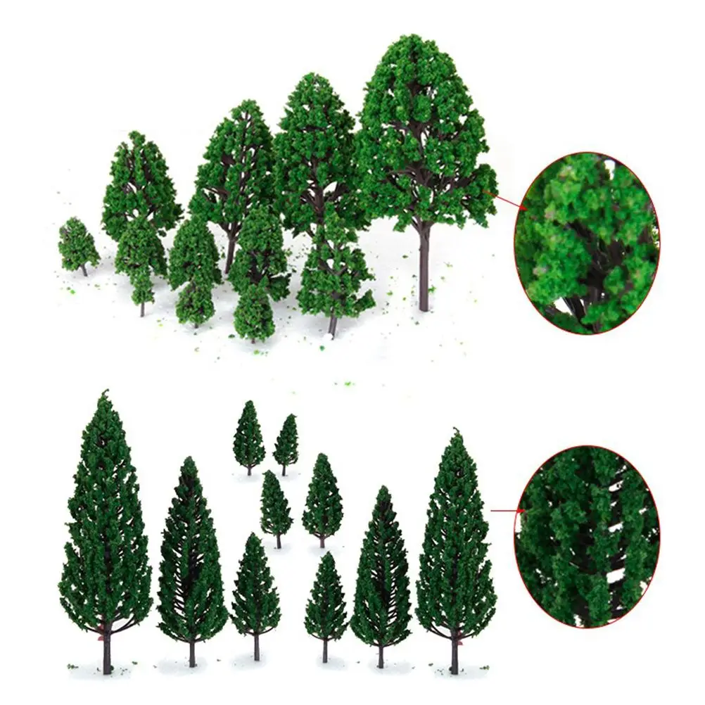 22 pezzi di alberi modello in plastica verde scala 1 50 paesaggio in miniatura decorazione paesaggio casa scrivania soggiorno cucina regalo set di treni