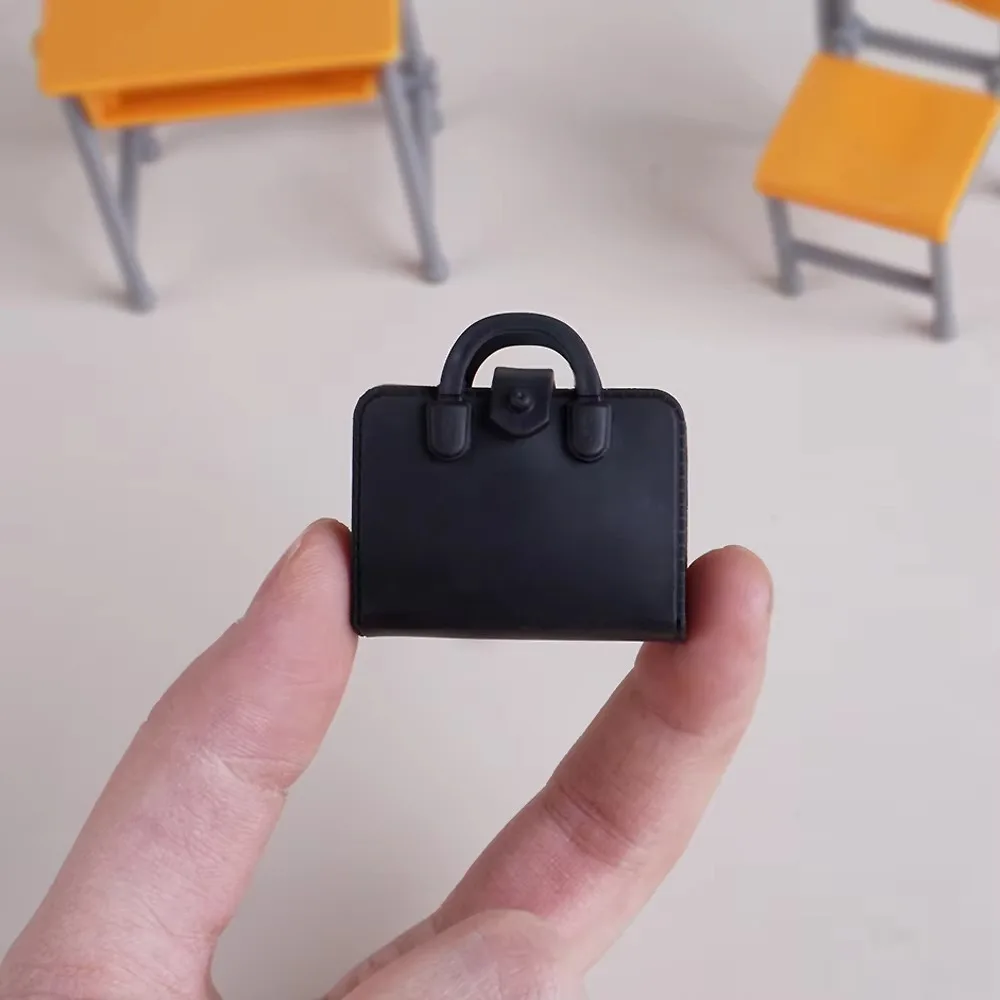 1 conjunto de mochilas escolares em miniatura, cadeiras, móveis, modelo de sala de aula, mini conjunto escolar, plástico, faça você mesmo, acessórios para casa de bonecas