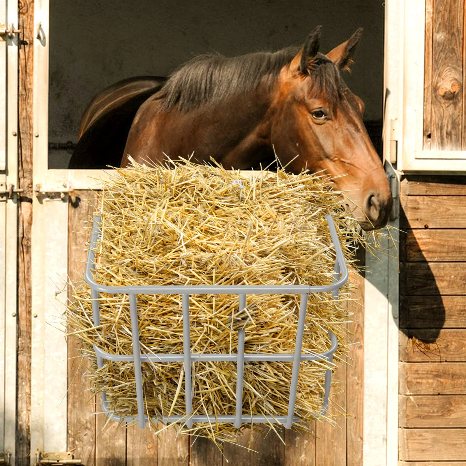 

Heavy-Duty Steel Hay Rack 22.8" Long Wall-Mounted Feeder for Goats/Horses