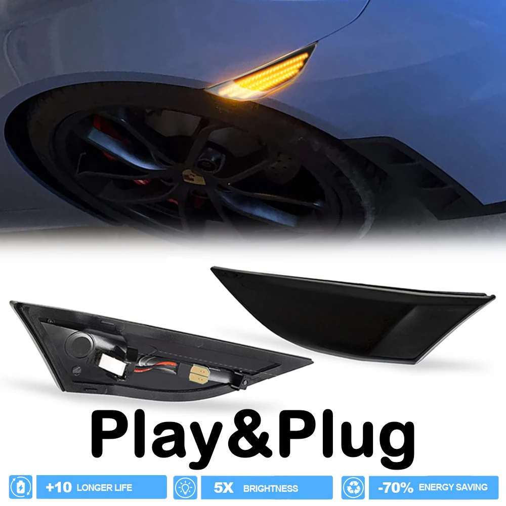 

Бесплатная ошибка светодиодный динамический передний боковой габаритный фонарь для Porsche 982 серии 718 Spyder Boxster Cayman GT4 991 911 Carrera Targa