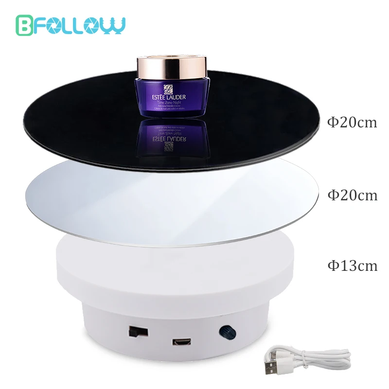 BFOLLOW 13cm20cm Turntable Electric Display Stand 360 Rotating Mirror for Shooting Photography Video Motorized Base Exhibition