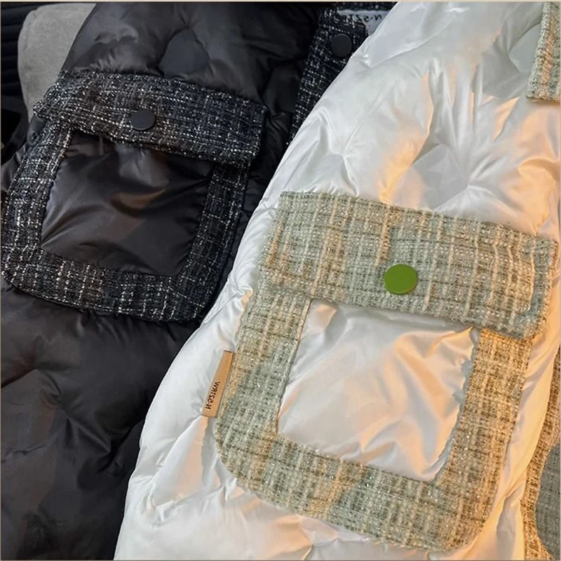 Korea Lapels Down Cotton Coat Women Winter 2025 Parkas Single-Breasted Jacket Windproof Fried Street Warm Loose Parka Top Female