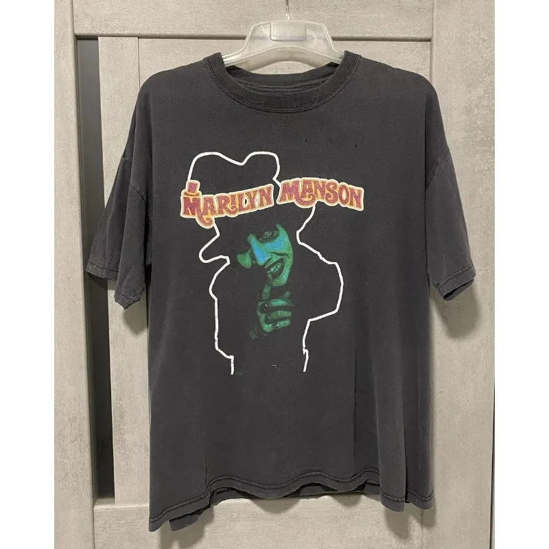 Marilyn Manson Dope Fiend Camiseta Remake Preta Men's T-shirt Summer New Casual Fashion Unisex T-shirt