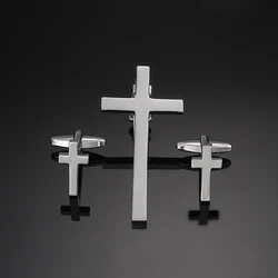 High quality Christian cross tie clip cufflinks for men's French shirt cuffs buttons, the best choice for gift giving